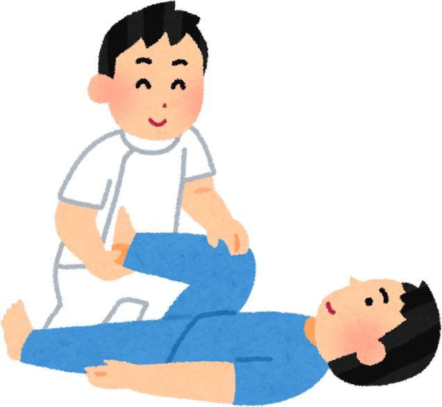Illustration of Physical Therapist Assisting Patient with Leg Exercise